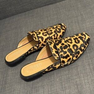 Franco Sarto Leopard Print Mules in Brown and Black